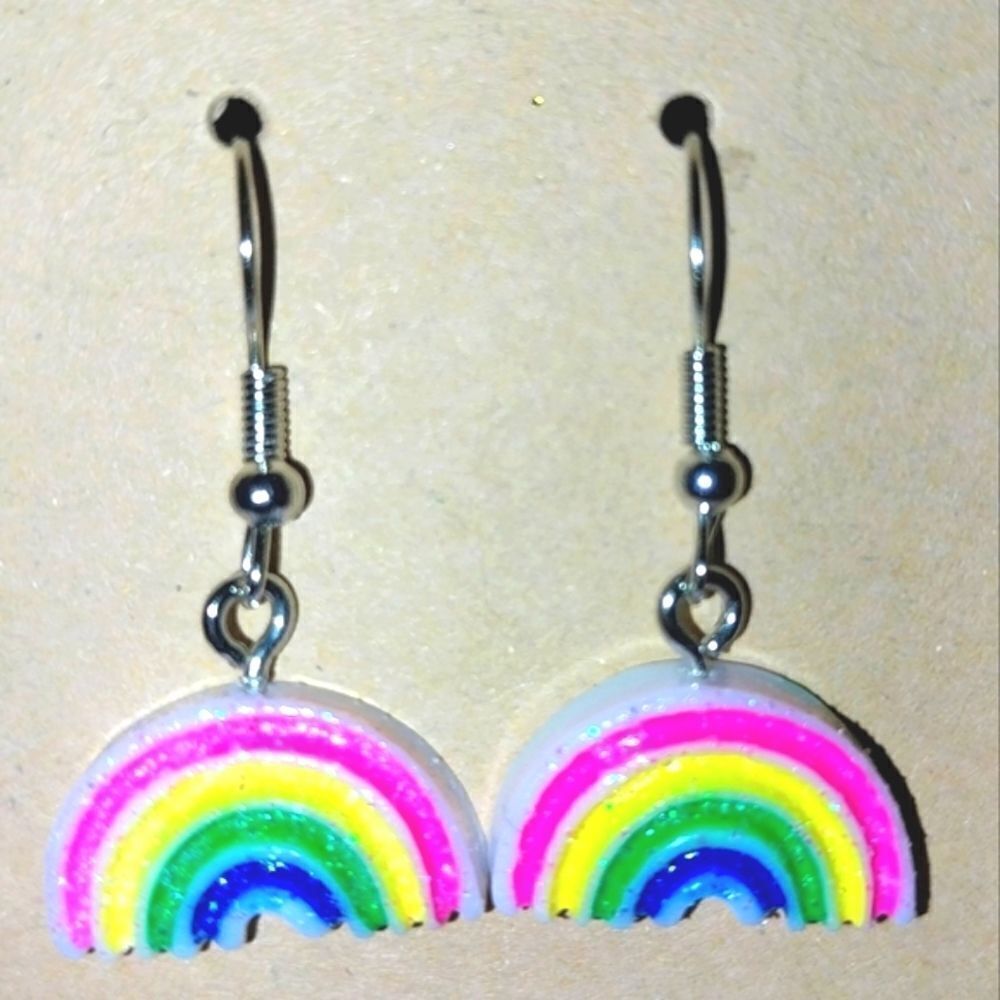 Hand crafted rainbow dingle earrings